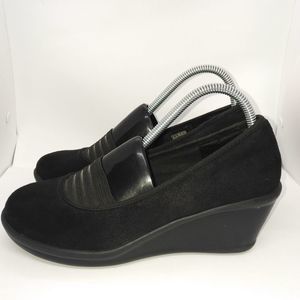 Skechers RUMBLERS STAR LOVING Memory Foam Black Wedges Women's Size 9